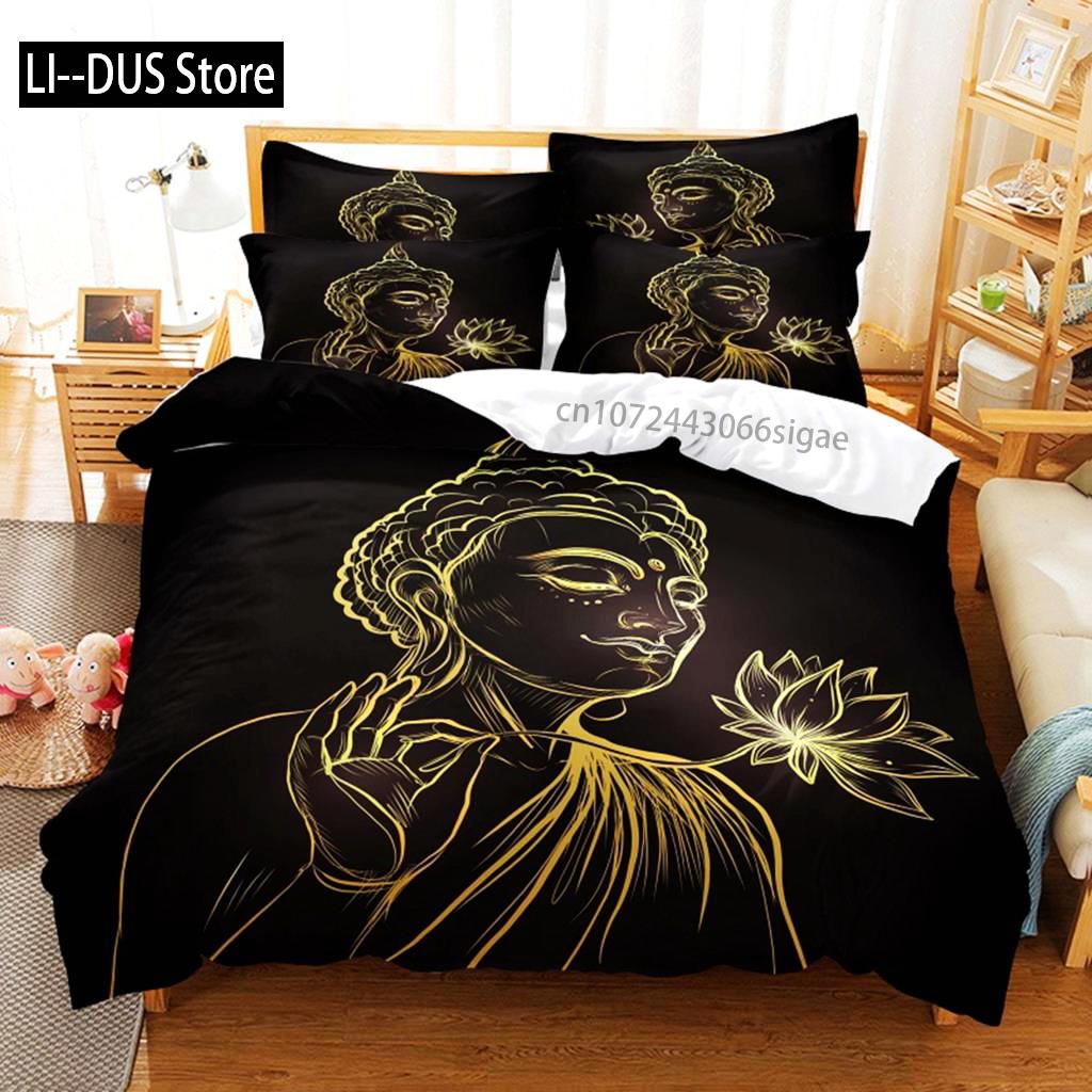 Boeddha Dekbedovertrek Boeddhistische Decoratie Exotisch Etnisch Slaapkamer Gelovige Vakantie Decoratief Dekbedovertrek Beddengoed Sets Voor Vrouwen Mannen Cadeaus