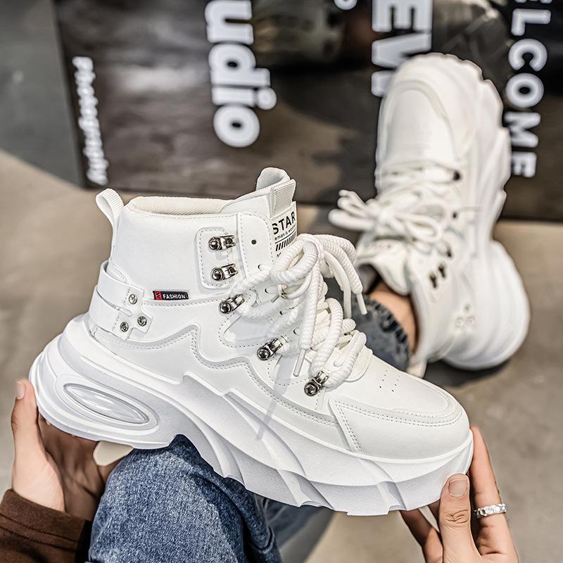 Chaussures Homme Luxe Hautes Baskets Plateforme Décontractées Pour Homme Mode Baskets Blanches à Semelle Épaisse Chaussures Pour Homme Zapatillas Hombre