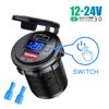 PD Type C/QC 3.0 USB Charger with Switch Socket Power Outlet Adapter Waterproof For 12V 24V Car Truck Boat RV Motorcycle