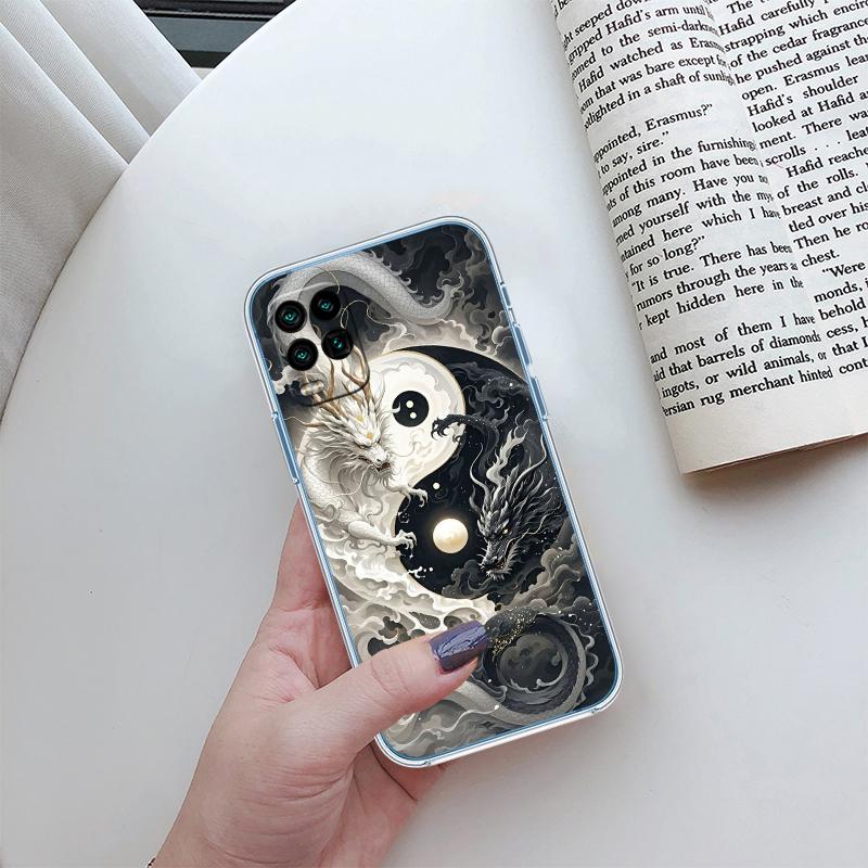 Coque de téléphone transparente QE7 Dragon Chinois pour Samsung Galaxy A04 A04S A14 A23 A34 A54 M23 M33 M52 M53