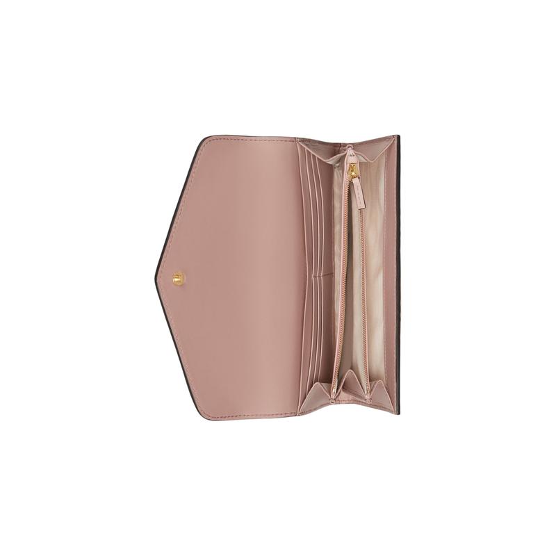Gucci Double G Logo Snap Closure Leather Wallet Women's Pink