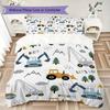 Cute Vehicle Pattern Bedding uilt Set uilt Cover Pillowcase Home Decoration Birthday Gift (1 * duvet cover + 2 * pillowcase  without core)45