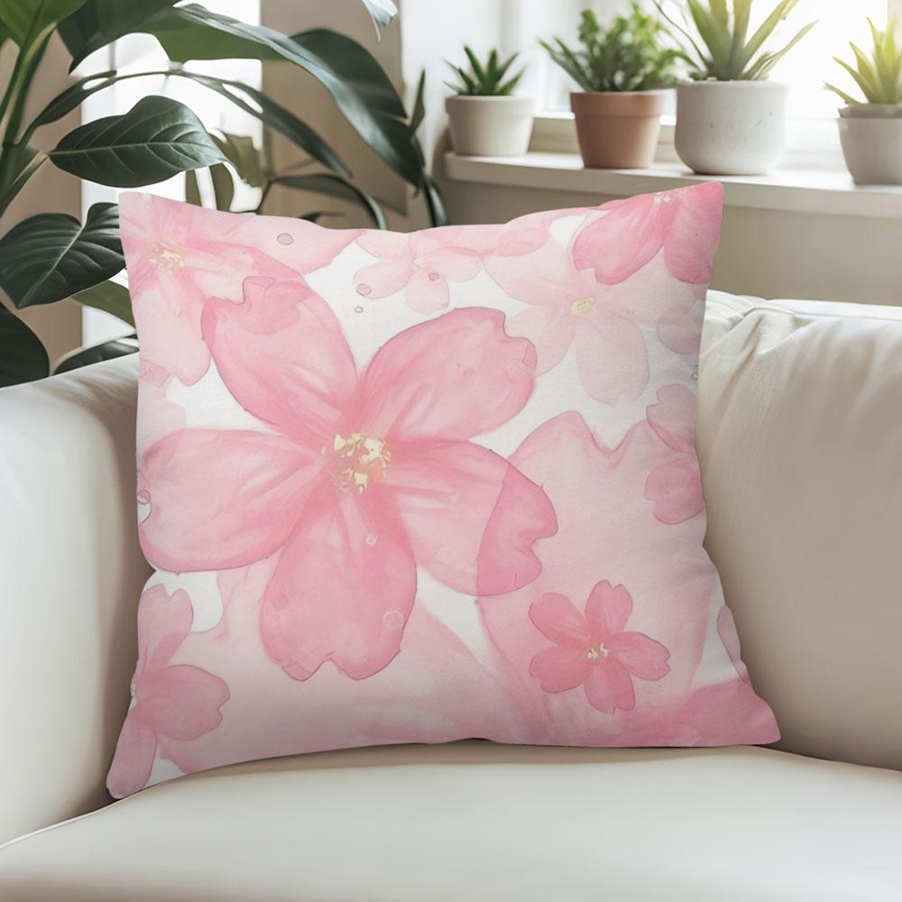 Pink Sakura Petal square Jacquard Pillow Cover for Sofa Office Waist Cushion Cover Home Decorative Pillowcase