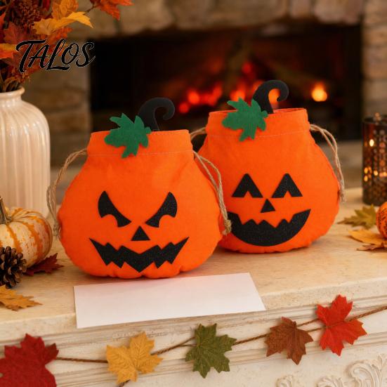 Durable Halloween Tote Drawstring Pumpkin Bag for Kids, Trick or Treat Candy Bag, Or Reusable Non Woven Fabric Goodie Party Favors Gift