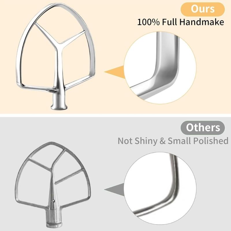 Heavy Duty Stainless Steel Flat Beater Replacement for 7QT Bowl Lift Stand Mixer Easy Attachment Accessories