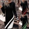 Fashion Autumn Winter Long Sleeve O-Neck Casual Dresses