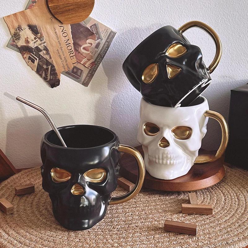 Mörk gotisk stil Konst Ben Skalle Mugg High-end Udda Nischdesign Kopp Halloween-present
