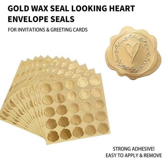 250 Stuks Zegelstickers Sprankelend Reliëfontwerp Elegant Metalen Gezicht Uniek Decoratief Papier Hartvormige Afsluitstickers Huis