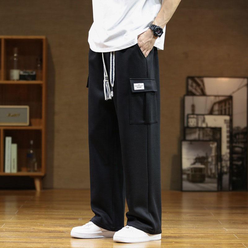 Sweatpants Men Multi-Pockets Drawstring Cotton Casual Wide Pants Male Loose Straight Trousers Large Size 8XL