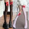Women Bowknots Heart Thigh High Stockings Over the Knee Socks Sheer Nylon Stockings Valentine's Day Gifts