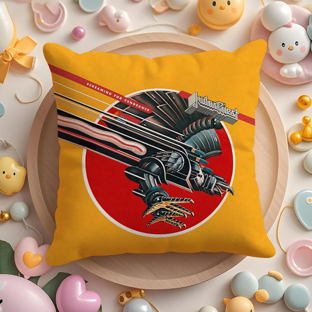J-Judas P-Priest Cushion Cover Home & Car Multi-Scene Pillow Cover - Reversible, Soft & Durable for Daily Use
