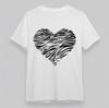Women's  Plus Size T-shirt With Zebra Stripe Heart Graphic White Cotton Top USA