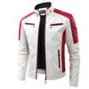 2025 Men's Color Block PU Leather Motorcycle Jacket - British Casual Style