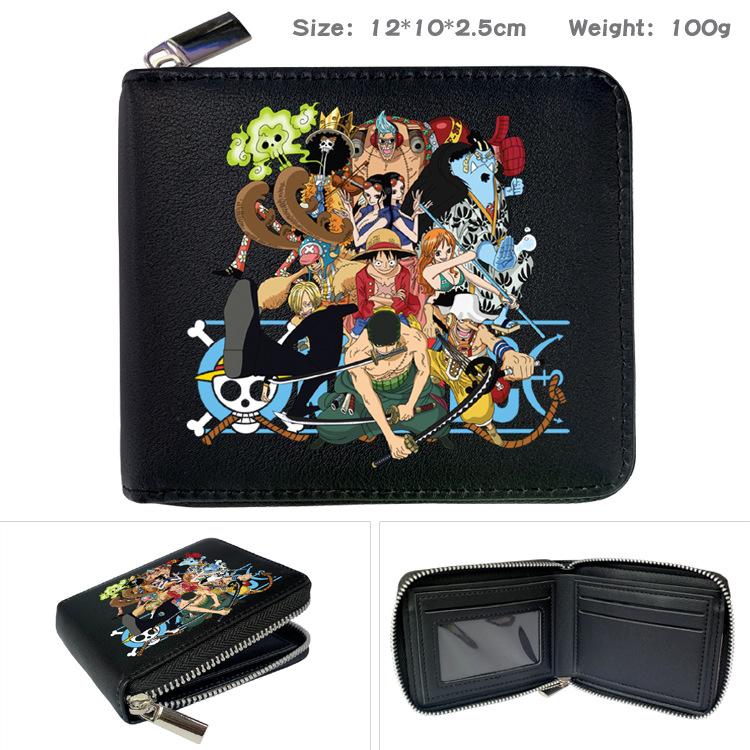 One Piece Anime Zip PU Wallet Luffy Print Short Coin Purse Card Holder