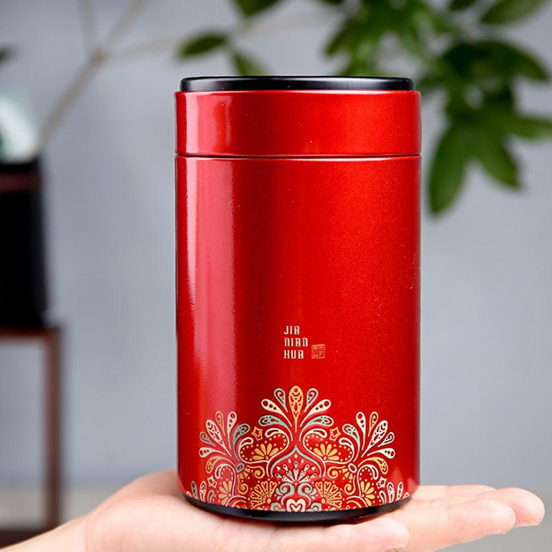 Exquisite Prints Empty Tea Tin Can Household Green Black Tea Sealed Jar Portable Small Tea Packaging Box Tinplate Storage Can