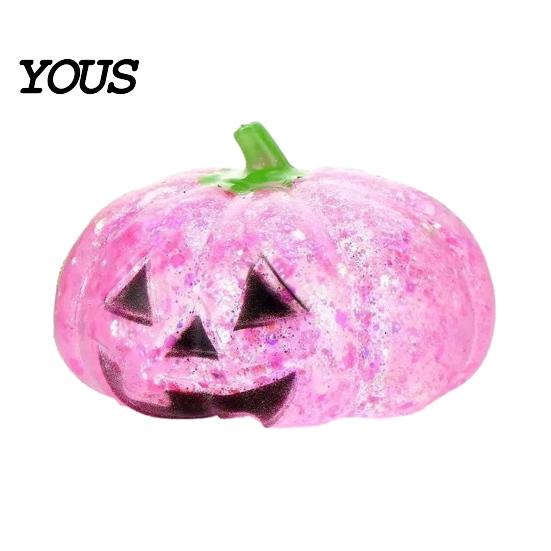 Pumpkin Stress Ball Halloween Relief Toy, Spooky Head Squeeze Reliever Clear Glitter Sugar Ball, Party Favors Portable