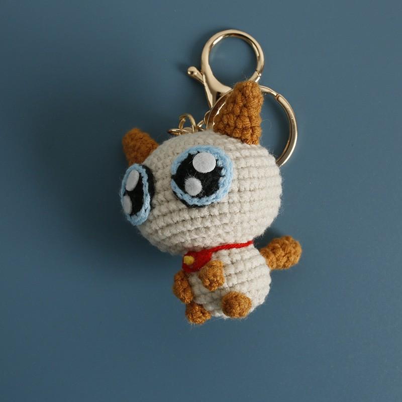 Small Cat Crochet Keychain Handmaking Crochet Cute Kitten Keyrings For Bag Pendant Knitting Animal Doll Keychain For Gift Custom