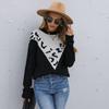 Vintage Fashion Elegant Casual Autumn and Winter Women's Leopard Print Color Collision Long-sleeved Lazy Wind Sweater