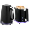 Kettle and Toaster Set, 2200W, Otter Thermostat, 2-Slot Toaster, 7 Browning Levels, Crumb Tray, Black