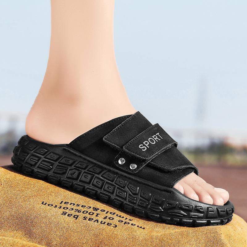 Trendy Khaki Men's Sports Slippers Man Designer Sandals Non-slip Platform Slides For Man Summer Casual Slippers Pantuflas Hombre