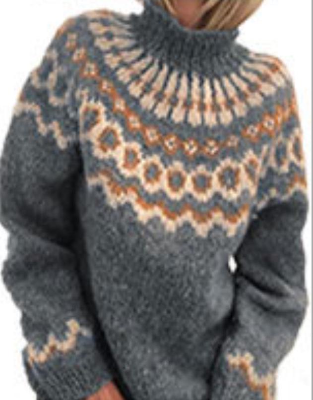European-American Women's Autumn/Winter Loose Mohair Knitted Jacquard Sweater