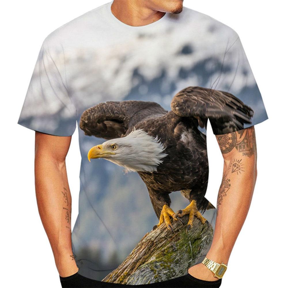Summer 3D Digital Eagle Printed Tops Men Fashion Plus Size Short Sleeve T-shirt