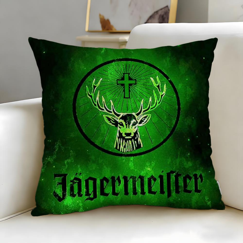 Classic Beverage Brand Jagermeister Cushion Cover Soft & Easy-Wash Pillow Case – Versatile For Couch, Bed, Travel And Office