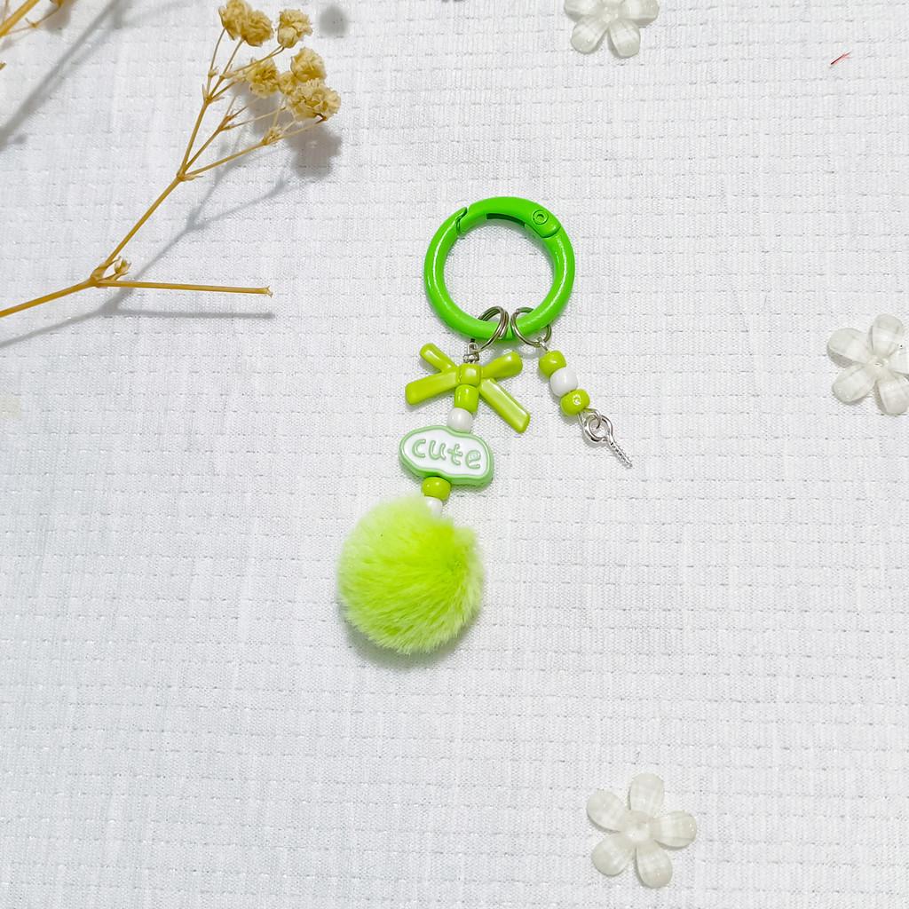 Colorful Ball Keychain With Diy Letter Beads For Bag And Phone Accessories