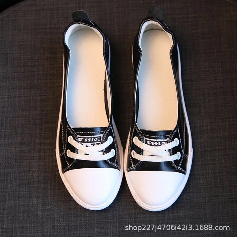 Cowhide New Leather Little White Shoes Women Shallow Mouth Spring and Summer New Flat Bottom Leisure Travel Driving Pregnant Women and Students