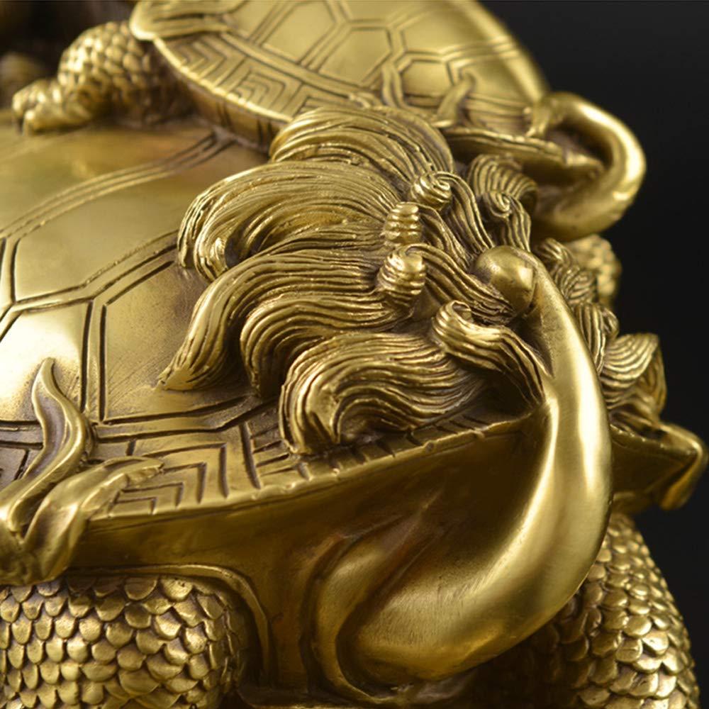 Drachenschildkröte Longui Eltern und Kind mit Fünf-Kaiser-Münze Kupfer Messing Feng Shui Waren Ornament Glück Glück Glück Glück Glück Glück Geschäft