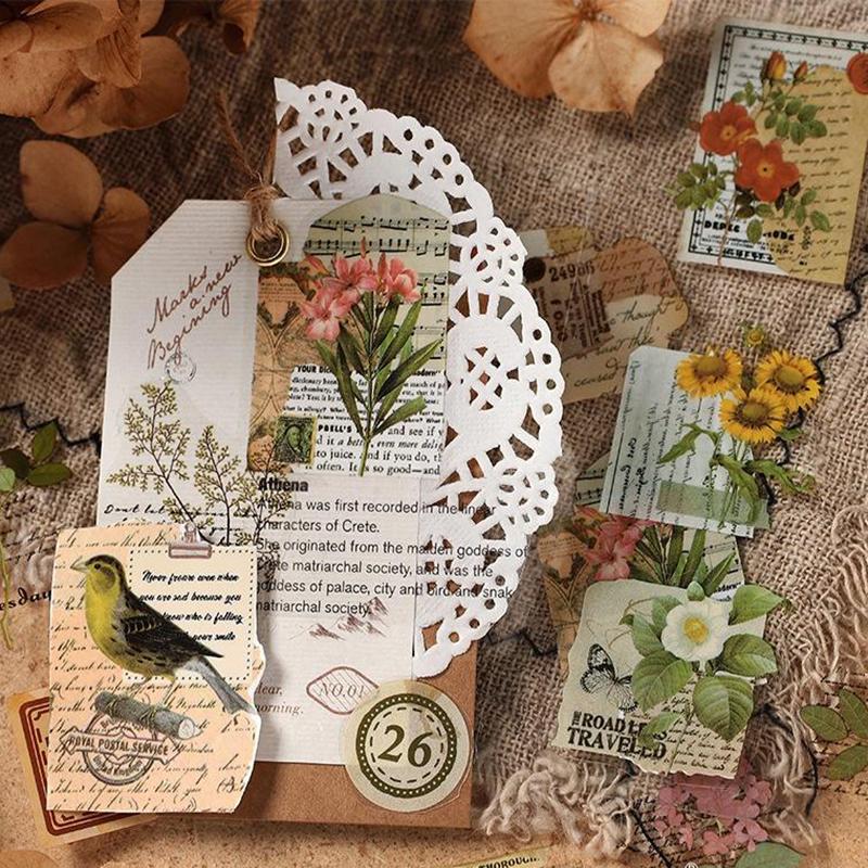 20Pcs/Pack Florea Stickers Pack Retro Sticker for Scrapbooking