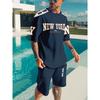 Conjunto deportivo casual de verano con estampados de letras. El conjunto transpirable de camiseta y pantalones cortos casuales para hombre para exteriores. Es un 3D de verano p