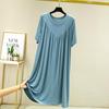 Super Soft Comfortable Short Sleeve Loose Pajama Dress Female Korean Loose V-Shaped Long Nightdress Modal Bottoming Night Shirt