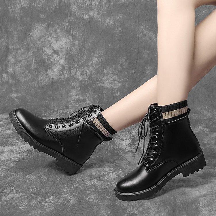 Martin Boots for Women Autumn and Winter New Women's Thick Heel Thick Sole British Style Autumn and Winter Casual Ankle Boots