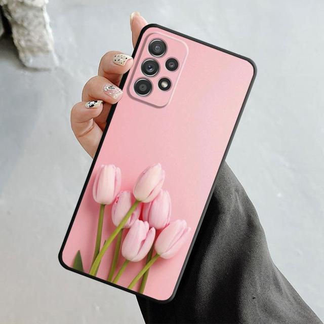 Rose Tulip Green Shoots Flowers Case For Samsung Galaxy A14 A73 A53 A71 A51 A31 A33 A22 A12 A21s A13 A32 A52s A72 A52 A23 Cover