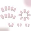 24 Pcs Short Square False Nail Gradient Full Cover Stick On Nail Glitters False Nail French Tip Press On Nail