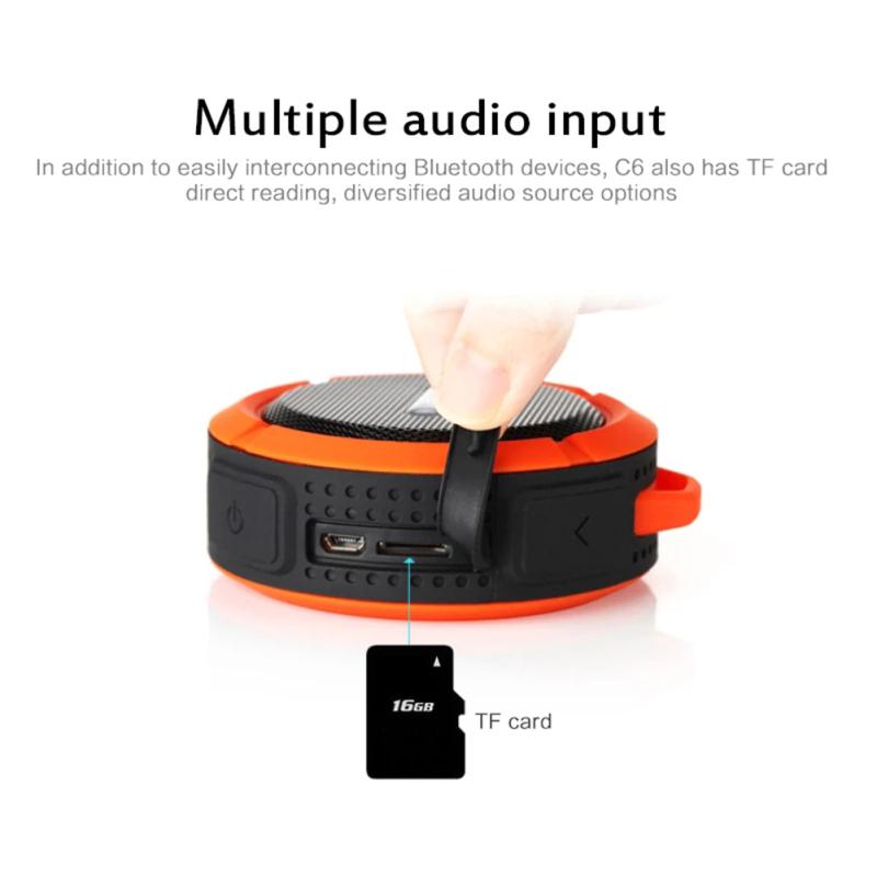 C6 Vodotesná prísavka reproduktora Mini Stereofónny reproduktor kompatibilný s Bluetooth Mini Outdoor Sports Mini
