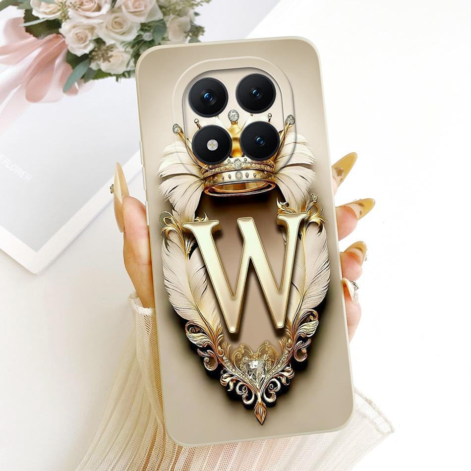 For Xiaomi Redmi Note 15 Pro+ 15Pro 5G Feather Crown Initial Letter Phone Case For Redmi Note 15 Pro Plus 5G Soft Silicone Cases