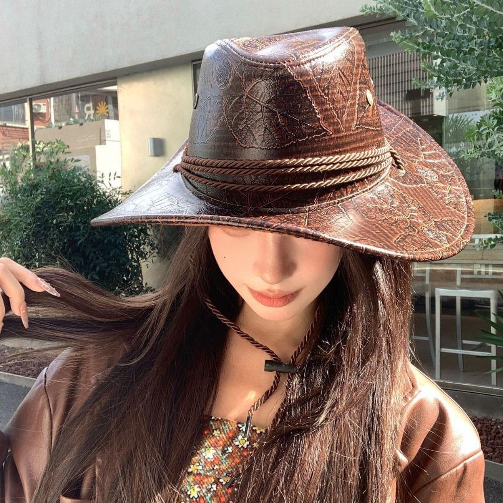 Roll Brim Cowgirl Jazz Hat Ethnic Style Knight Hat Vintage Western Cowboy Hat Sun Protection