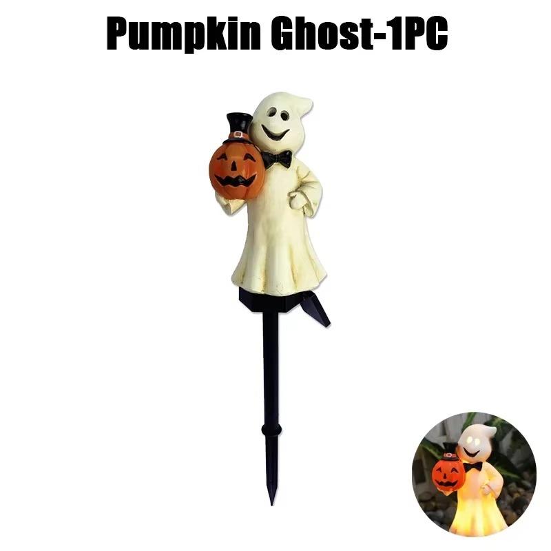5PCS Solar Halloween Decoration Outdoor Lights Creative Atmosphere Waterproof Courtyard Garden Decoration Resin Pumpkin Lantern