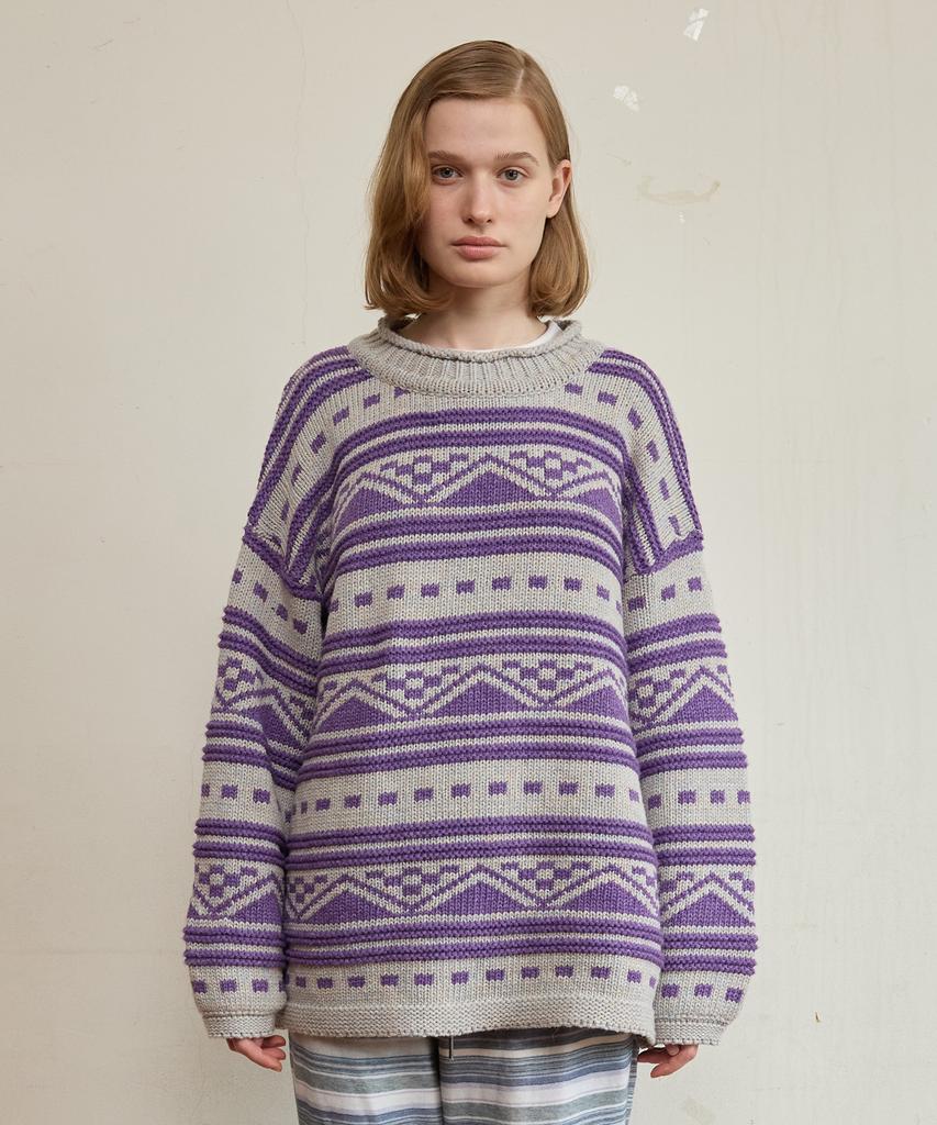 FUNFROMFUN Nomad Fair Isle Pullover, Violet
