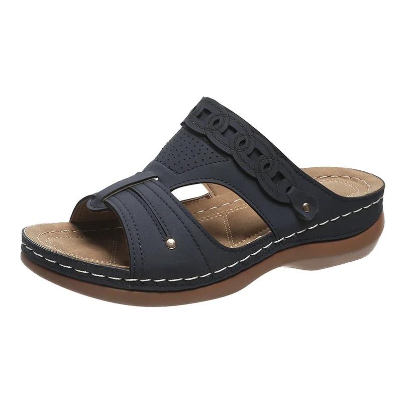 2024 New Fashion Hot Selling Women's Slippers Open Toe Comfortable Wedge Women's Shoes Beach Leisure Zapatillas Mujer