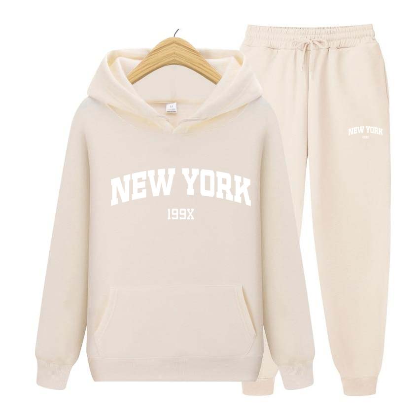 Tracksuit 2 Pieces Set 199X New York Print Sweatshirt Hoodies Sweatshirt+Pants Suit Hoodie Sportswear Jogging Men's Sets