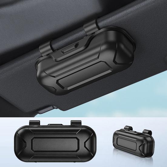 Car Visor Clip-On Storage Box Sun Visor Eyewear Case with Push-Open Cover Dustproof Scratch-Proof Sunglasses Holder for Car Interior Organizer