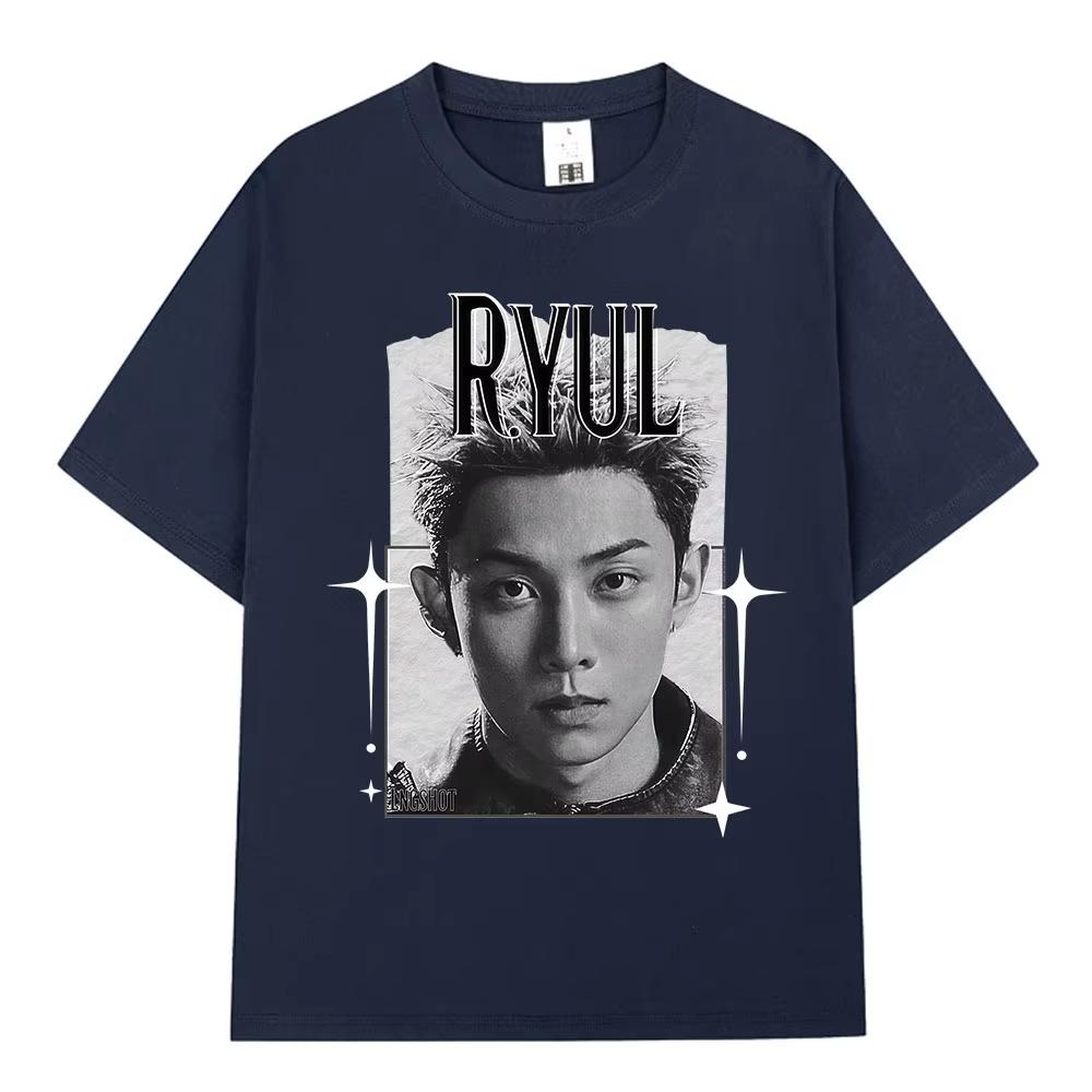 Korean Kpop Hip Hop Group Lngshot RYUL T Shirt Unisex Women Clothing Fashion Harajuku Pure Cotton Casual Short Sleeve Tshirts