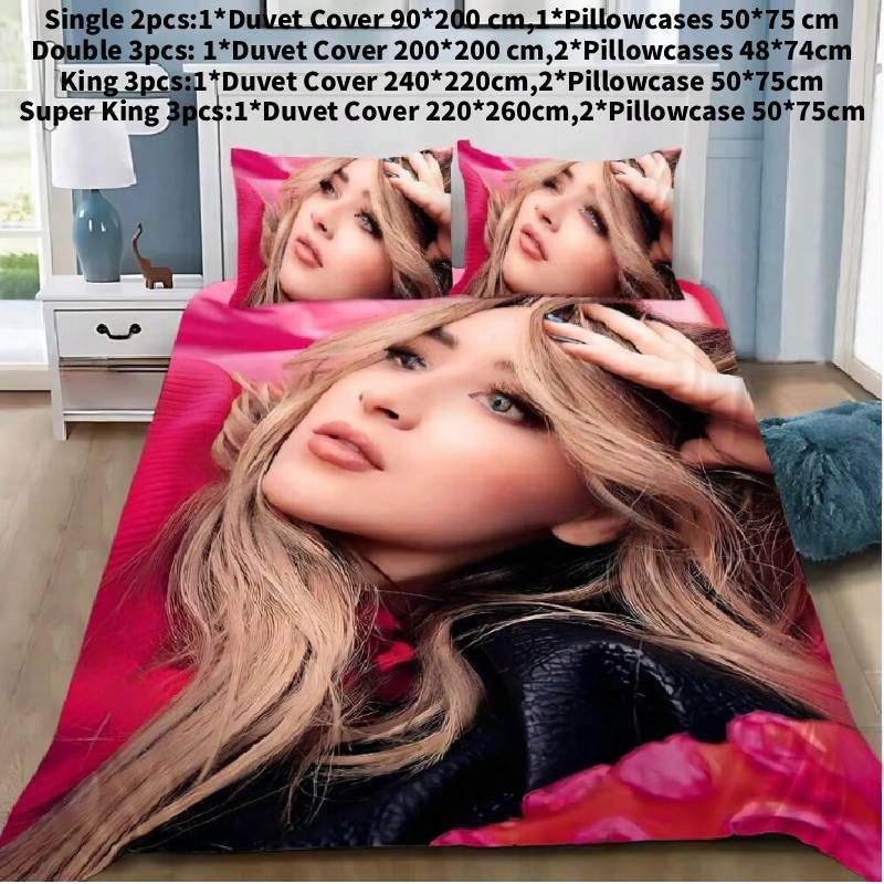 Sabrina Carpenter Bedding Set With Flannel Fabric For Bedroom Decor And Gift