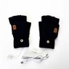 USB Electric Heating Men's Knitted Clamshell Gloves Student Writing Warm Half Finger Fingerless Adult Winter Gloves