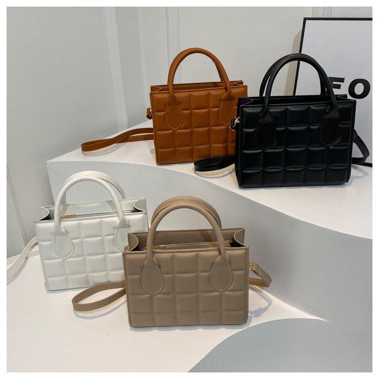 New Fashion Faux Leather Square Shoulder Bag for Women Korean Style Handbag Crossbody Purse