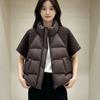 New Knitted Splicing Down Women'S Short Stand-Up Collar Thickened Vest Loose And Thin Jacket