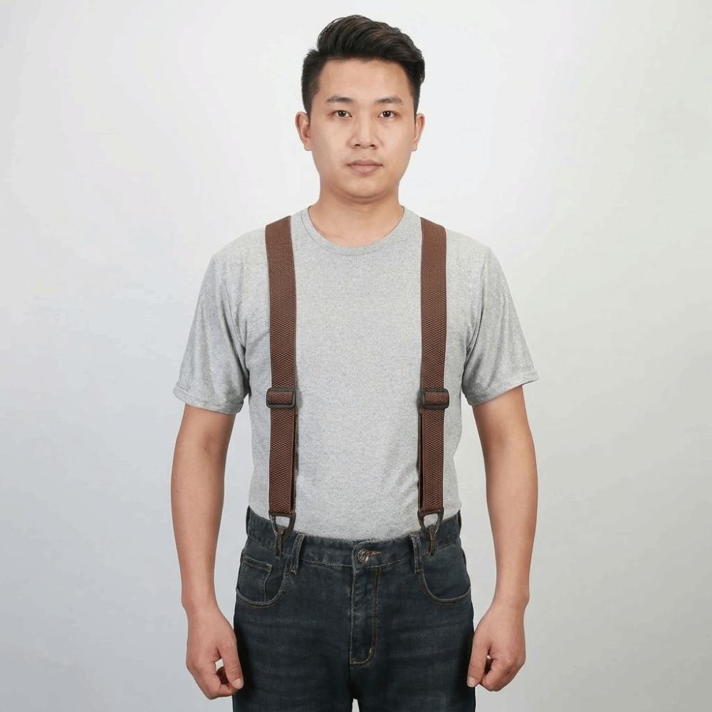 Heavy Duty Work Suspenders 3.8cm Wide Anti-slip X-Type Suspenders with 4 Gripper Clasps Elegant Adjustable Suspenders Men Gift